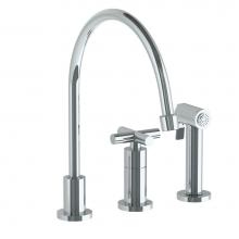 Watermark 23-7.1.3EGA-L9V-PC - Deck Mounted 3 Hole Extended Gooseneck Kitchen Set - Includes Side Spray