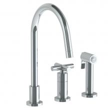 Watermark 23-7.1.3GA-L9V-PC - Deck Mounted 3 Hole Gooseneck Kitchen Set -  Includes Side Spray