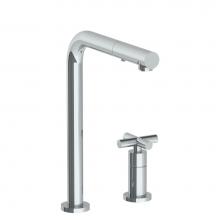 Watermark 23-7.1.3P1-L9V-PC - Deck Mounted 2 Hole Square Top Kitchen Faucet with Pull Out Spray
