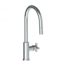 Watermark 23-7.3PG2-L9-PC - Deck Mounted 1 Hole Gooseneck Kitchen Faucet with Pull Down Spray - High Spout
