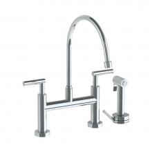 Watermark 23-7.65EG-L8-PC - Deck Mounted Bridge Extended Gooseneck Kitchen Faucet with Independent Side Spray