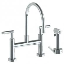 Watermark 23-7.65G-L8-PC - Deck Mounted Bridge Gooseneck Kitchen Faucet with Independent Side Spray