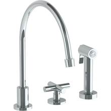 Watermark 23-7.1.3EGA-L9-PC - Deck Mounted 3 Hole Extended Gooseneck Kitchen Set - Includes Side Spray