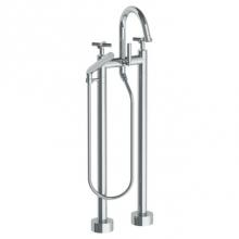 Watermark 23-8.3-L9-PC - Floor Standing Bath set with Gooseneck Spout and Slim Hand Shower