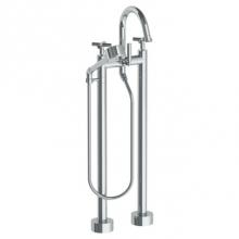 Watermark 23-8.3V-L9-PC - Floor Standing Bath set with Gooseneck Spout and Volume  Hand Shower