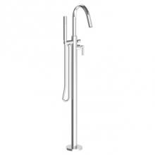 Watermark 23-8.8G-L8-PC - Single Hole Floor Standing Gooseneck Bath set with Hand Shower