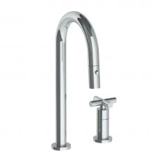 Watermark 23-9.1.3PG2-L9V-PC - Deck Mounted 2 Hole Gooseneck Prep Faucet with Pull Down Spray