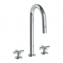 Watermark 23-9PG4-L9-PC - Deck Mounted 3 Hole Gooseneck Prep Faucet with Pull Down Spray