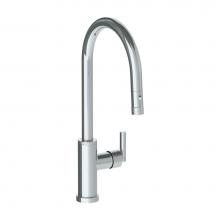 Watermark 27-7.3PG2-CL14-PC - Deck Mounted 1 Hole Gooseneck Kitchen Faucet with Pull Down Spray - High Spout