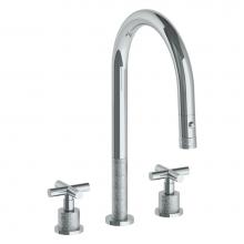 Watermark 27-7PG2-CL15-PC - Deck Mounted 3 Hole Gooseneck Kitchen Faucet with Pull Down Spray