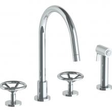 Watermark 31-7.1G-BK-PC - Deck Mounted 4 Hole Gooseneck Kitchen Set -  Includes Side Spray