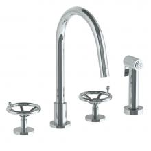 Watermark 31-7.1G-BKA1-PC - Deck Mounted 4 Hole Gooseneck Kitchen Set -  Includes Side Spray