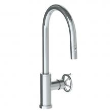 Watermark 31-7.3PG2-BKA1-PC - Deck Mounted 1 Hole Gooseneck Kitchen Faucet with Pull Down Spray - High Spout