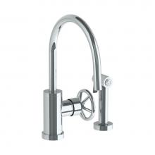 Watermark 31-7.4G-BK-PC - Deck Mounted 2 Hole Gooseneck Kitchen Set -  Includes Side Spray