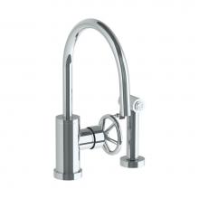 Watermark 31-7.4G-BKA1-PC - Deck Mounted 2 Hole Gooseneck Kitchen Set -  Includes Side Spray