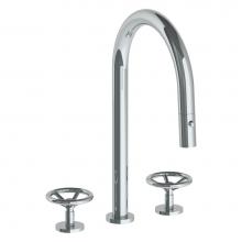Watermark 31-7PG2-BK-PC - Deck Mounted 3 Hole Gooseneck Kitchen Faucet with Pull Down Spray