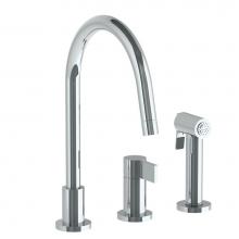 Watermark 37-7.1.3GA-BL2V-PC - Deck Mounted 3 Hole Gooseneck Kitchen Set -  Includes Side Spray