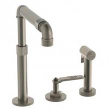 Watermark 38-7.1.3A-EV4- PN - Deck Mounted 3 Hole Telescopic Kitchen Set - Includes Side Spray