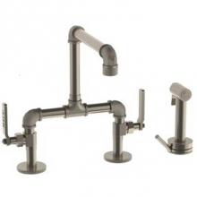 Watermark 38-7.65-___-EV4-PC - Deck Mounted Bridge Kitchen Faucet with Independent Side Spray