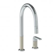 Watermark 71-7.1.3PG2-LLO6V-PC - Deck Mounted 2 Hole Gooseneck Kitchen Faucet with Pull Down Spray