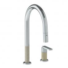 Watermark 71-7.1.3PG2-LLP5V-PC - Deck Mounted 2 Hole Gooseneck Kitchen Faucet with Pull Down Spray