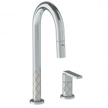 Watermark 71-9.1.3PG2-LLD4V-PC - Deck Mounted 2 Hole Gooseneck Prep Faucet with Pull Down Spray