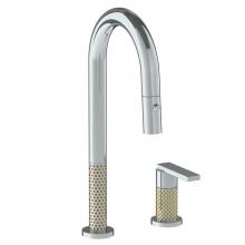Watermark 71-9.1.3PG2-LLP5V-PC - Deck Mounted 2 Hole Gooseneck Prep Faucet with Pull Down Spray