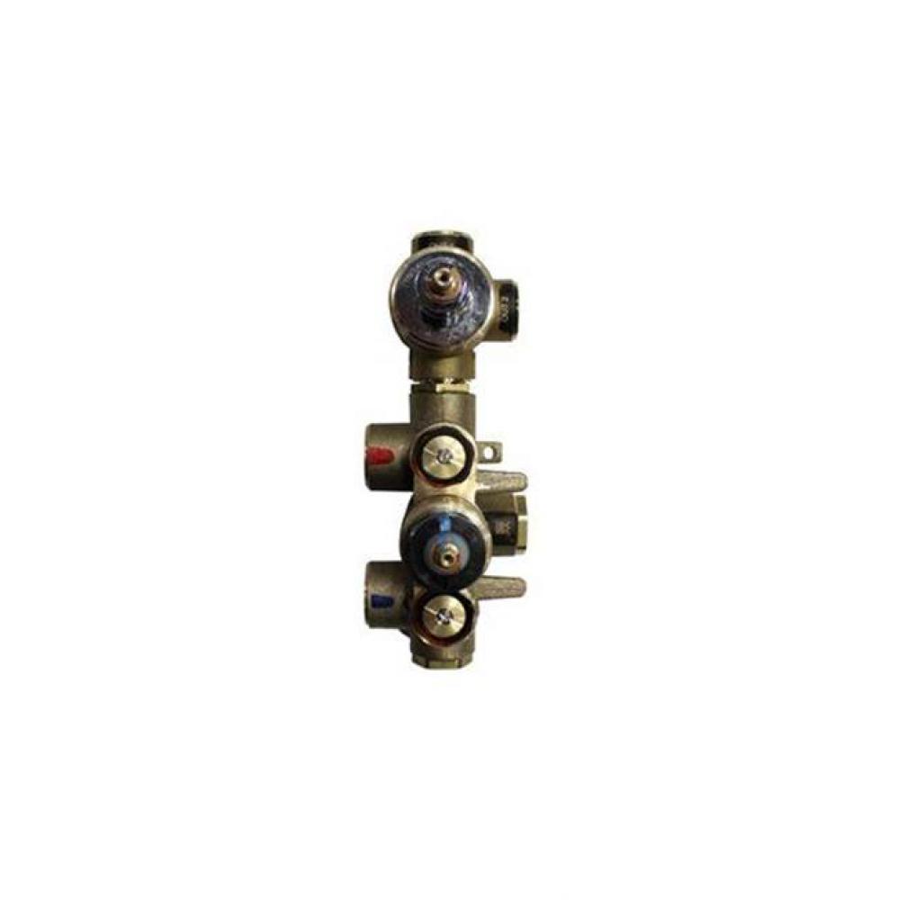 thermo tub/shower rough-in valve 2 outlet 2 way diverter w. integral shut offs