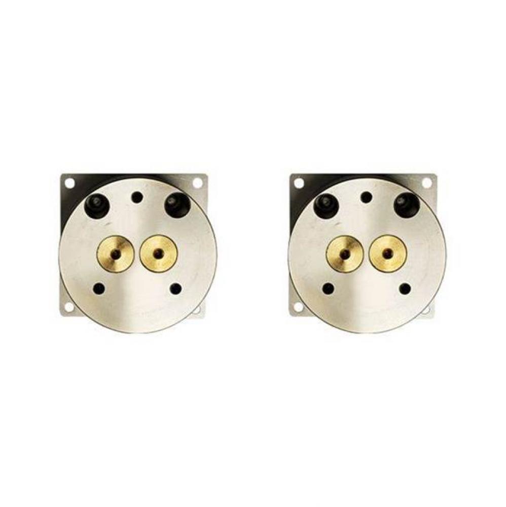 In-wall wide spread rough-in H+C volume controls