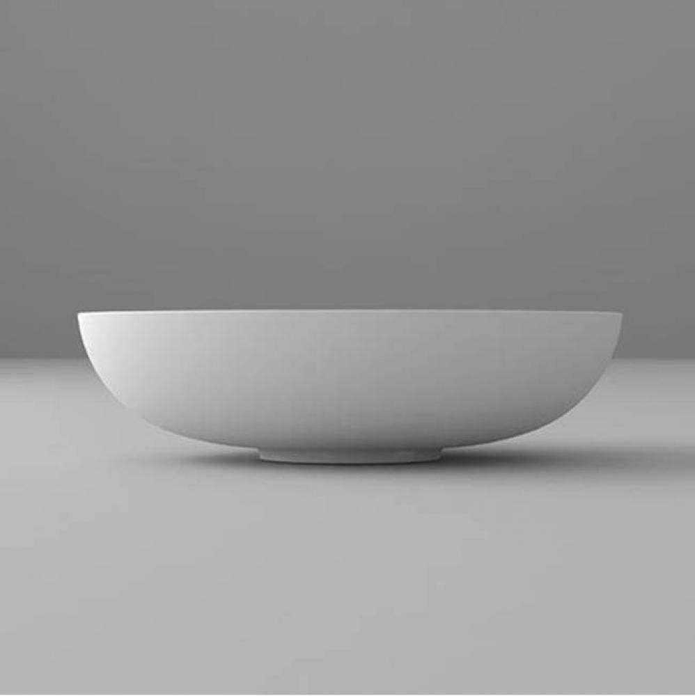 luna blu•stone™ round countertop vessel basin; 15''DIA x 5 1/2''H; White M