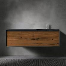 Blu Bathworks FXV1-1402-01M - 45-Degree Fenix 1400 FULL V1, wall vanity w Right bowl; 55''W x 20 1/2''H x 20