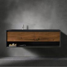 Blu Bathworks FXV2-1401-04M - 45-Degree Fenix 1400 UP V2, wall vanity w Left bowl; 55''W x 20 1/2''H x 20 7/