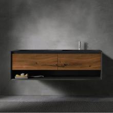 Blu Bathworks FXV2-1402-04M - 45-Degree Fenix 1400 UP V2, wall vanity w Right bowl; 55''W x 20 1/2''H x 20 7