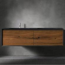 Blu Bathworks FXV1-1801-04M - 45-Degree Fenix 1800 FULL V1, wall vanity w Left bowl; 71''W x 20 1/2''H x 20