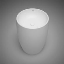 Blu Bathworks SA0507-01M - Halo Blu Stone™ Round Freestanding Pedestal Basin, White Matte; 22'' Dia X 32'&ap