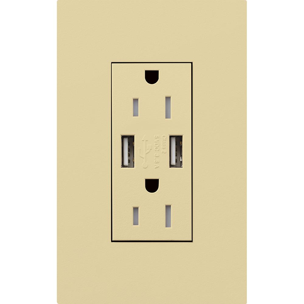 DUPLEX 15A TR DUAL USB RECEPTACLE IV FP