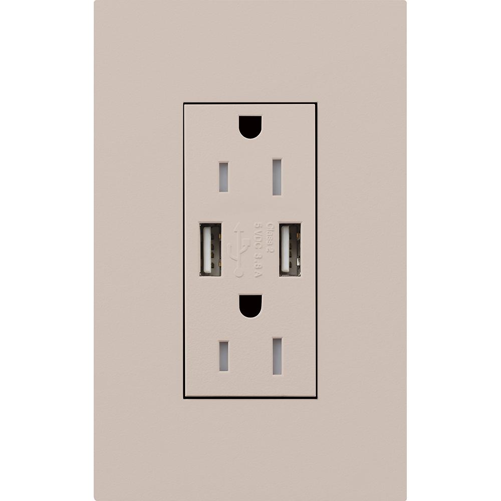 DUPLEX 15A TR DUAL USB RECEPTACLE TP FP