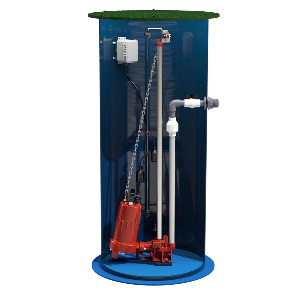 2 hp, Two-stage Simplex Grinder Package, 3PH, 575V, 1 1/4'' Discharge with 30'&apos