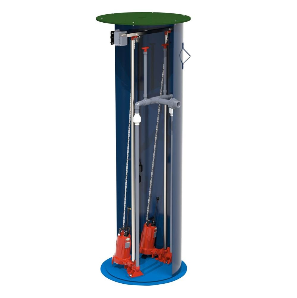 2 hp, Duplex Grinder Package, 1PH, 208-230V, 2'' Discharge with 72'' x 120&apo