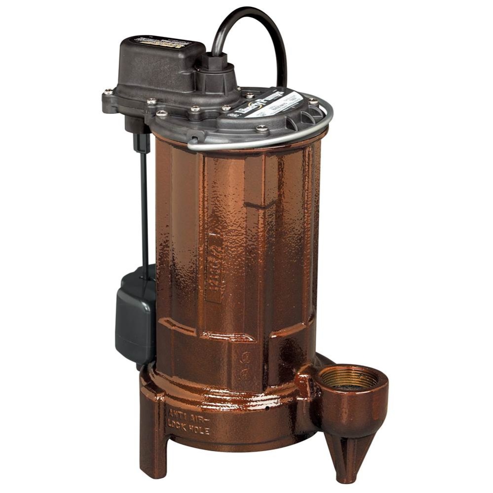 3/4 hp, Submersible Effluent Sump Pump, 1PH, 208-230V, Cast iron, vertical magnetic float switch,