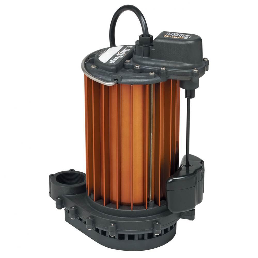 1/2 hp, Submersible Effluent Sump Pump, poly/alum., 115V. VMF vertical magnetic float, 25' co