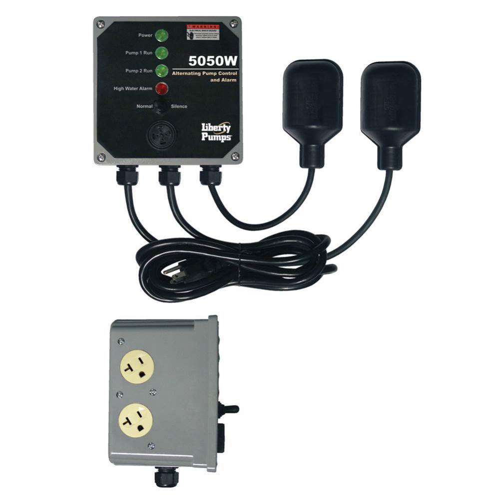 Duplex control, for Sump applications, 115V, wide angle floats
