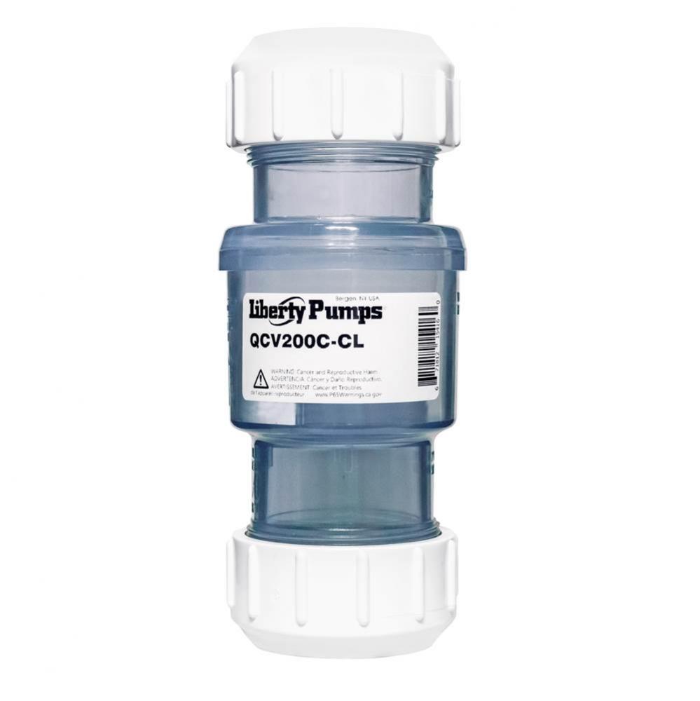 Check valve, 2'' Quiet, clear body, compression