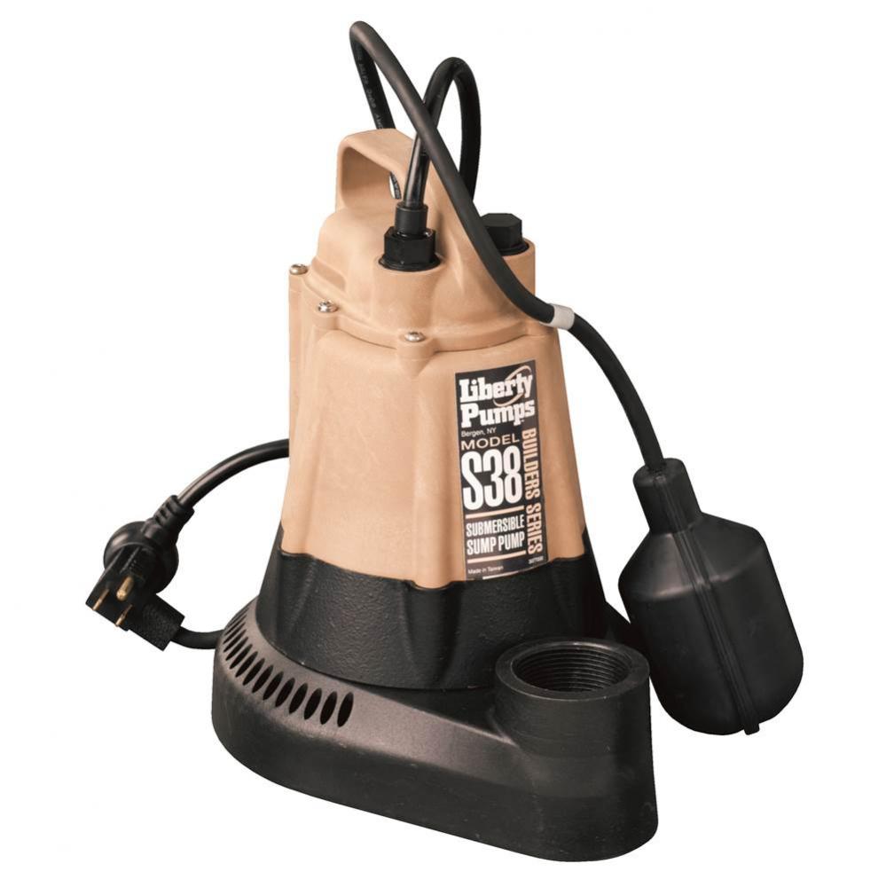 1/3 hp, Submersible Effluent Sump Pump, wide angle float with series plug, 115V, 10' cord