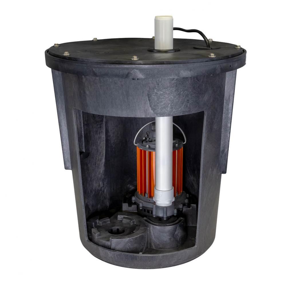 Assembled Sump kit, 1/3 hp model S37, 18'' x 22'' basin with cover