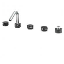 Aquabrass ABFBCL06NM515 - Clo6 Marmo 5Pc Deckmount Tub Filler With Handshower - Black