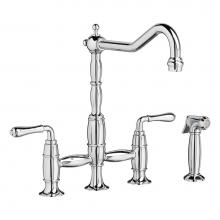 DXV D35402250.100 - Victorian 2-Handle Widespread Bridge Kitchen Faucet with Side Spray and Lever Handles