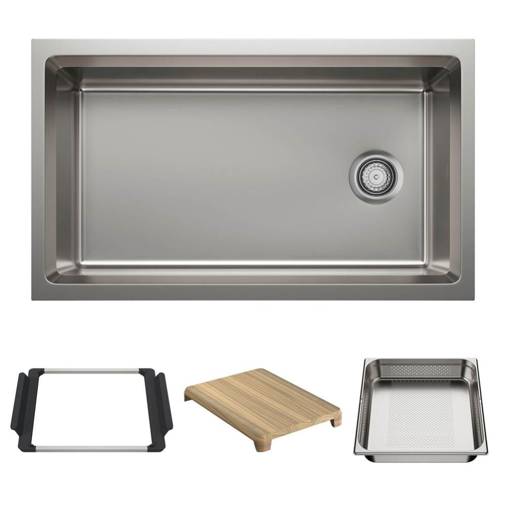 Inteos 33'' Single Bowl Reversible Undermount Stainless Steel Workstation Kitchen Sink