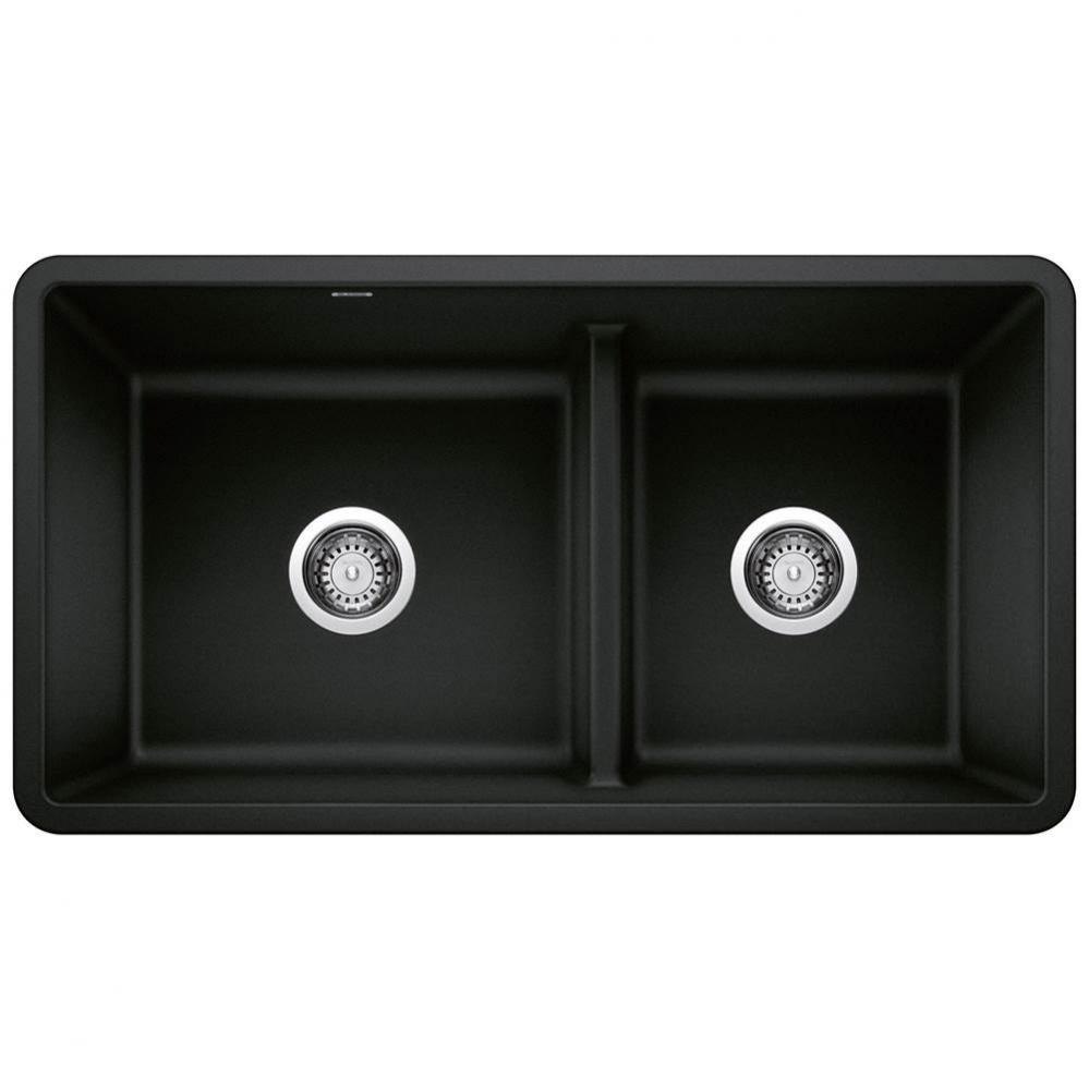 Precis SILGRANIT 33'' 60/40 Reversible Double Bowl Undermount Kitchen Sink with Low Divi