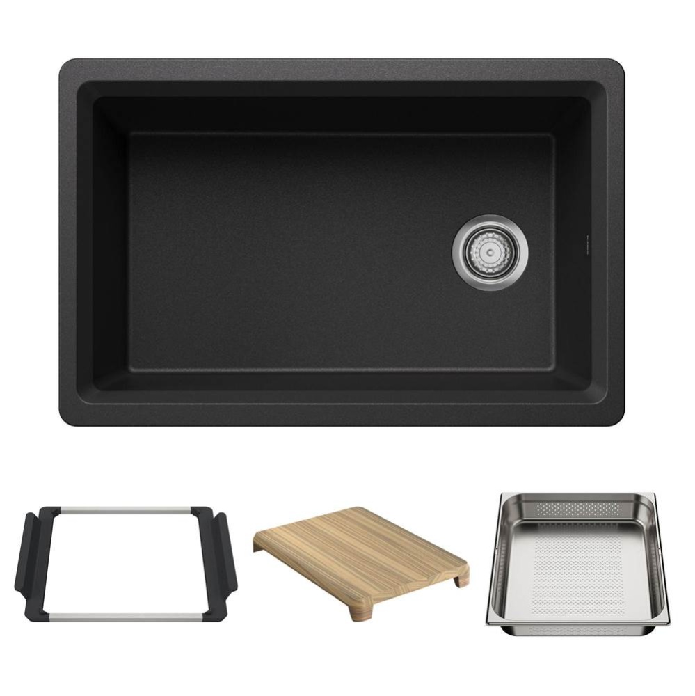 Inteos SILGRANIT 30'' Single Bowl Reversible Undermount Workstation Kitchen Sink - Anthr